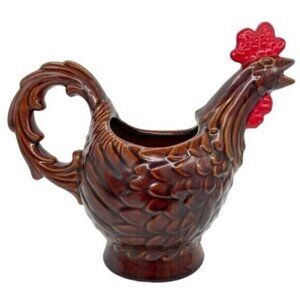 Haeger Pottery Rooster Hen Chicken Pitcher Vintage Mid Century Modern
